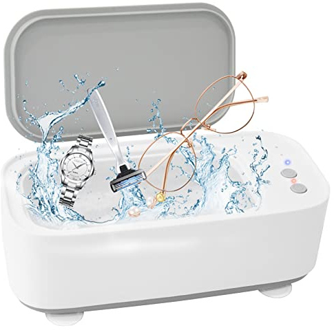 SOARFLY Ultraschallreiniger 45000Hz, 500ML für Schmuck, Uhren, Gläser, Ringe in Weiß und Grau
