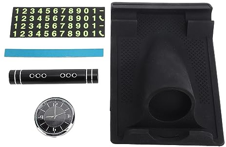 Reloj de salpicadero de coche, Reloj de salpicadero de consola central Tarjeta de número de teléfono de aparcamiento Tubo de aromaterapia Accesorios de interior de coche