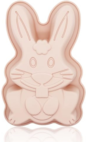 Easter Moulds | 20x15cm Big Silicone Easter Egg Bunny Moulds Easter Chocolate Mould Egg Bunny Shaped Wax Melt Soap Ice Cube Pudding Bread Cake Moulds | Easter Moulds for Air Fryer (Pink-Bunny)