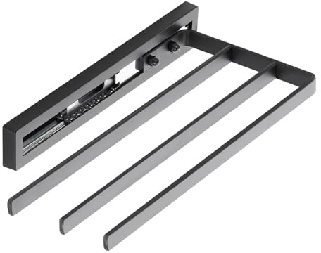 SOTECH Handtuchauszug Style 3-armig schwarz 325 mm Auszugsweg 145 mm | Handtuchhalter für Seitenmontage an Waschtisch in Bad und Küche
