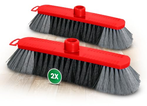Novaliv 2er Set Zimmerbesen 30 cm FEINE KUNSTBORSTEN Kehrbesen Rot Saalbesen - OHNE Stiel NUR Besenkopf - Saalbesen mit Gewinde für 22mm Besenstiele geeignet - Spinnwebenbesen Zimmerbesen Magic Broom