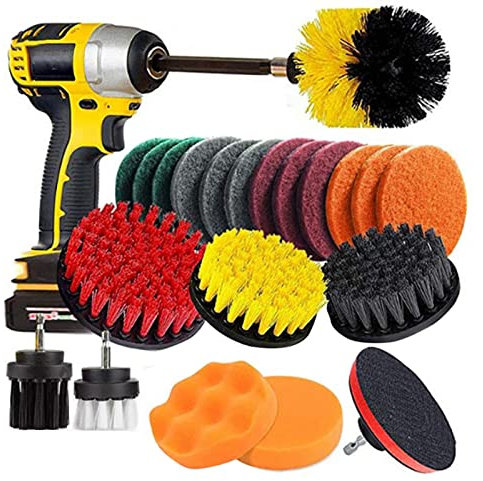 madri Drill Brush Attachment Set, 22 Power Scrubber Drill Brush, Electric Drill Brush Kit with Extend Attachment, Spin Scrubber Brush Attachment Drill Set for Grout, Floor, Tile, Bathroom