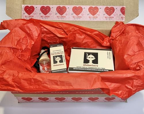 Box Regalo Aromaterapia San Valentino 3 Pezzi Frankincenso Olio Essenziale Boswellia Sacra Sapone Corpo Diffusore Vetro piccolo
