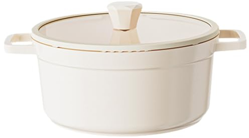 Jorzer Pentola da forno olandese con coperchio, 1,5 l, antiaderente, con coperchio auto-circolante, doppia maniglia, in porcellana, smaltata, piano cottura, compatibile con induzione