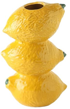 DULRLLY Vases en Céramique en Forme de Fruit pour Fleurs, Joli Vase à Fleurs de Fraise, Décoration D'intérieur, Vases à Fleurs Créatifs pour Centres de Table, Vase Unique, Récipient Floral(Citrons)