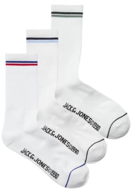 Jacjason Tennis Socks Pack of 3 SN, White/pack: white - white, One Size