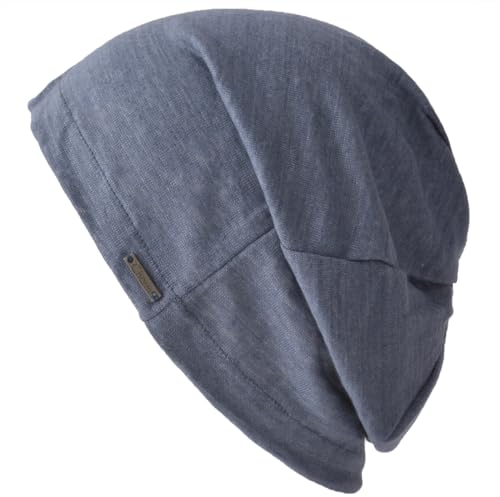 CHARM Leinen Beanie Sommer Mütze - Damen Aus Japan Hut Strick Dünn Leichte Navy