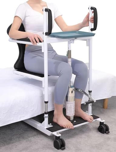 ELZEM 5 In 1 Hydraulischer Patientenlifter, Lift Für Behinderte Bettkommode Mit 180° Geteiltem Sitz, Rollstuhllift Duschstuhl, Belastung 150Kg A