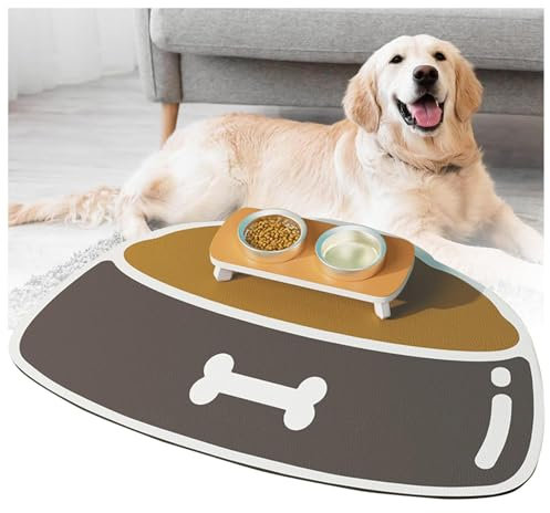 Hundematten für Futter und Wasser, für Futter und Wasser, schnell trocknend, Gummi, leicht zu reinigen und keine Flecken, Hunde-Wassernapf-Matten für Böden für unordentliche Trinker, Braun, 30 x 50 cm