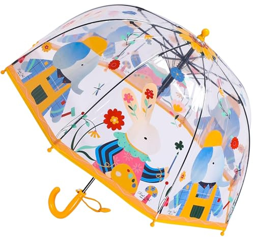 Generisch Kinder Regenschirm mit Kuppeldach Leichtes Niedliches Lustiges Design, Wind- und Regenschutzschirm,Stockschirm in Glockenform Transparent - Geschenke für Kinder