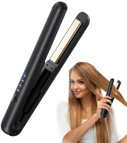 LYPPUL Mini piastra lisciante senza fili, 2 in 1, per capelli a 4 temperature, piastra da viaggio in ceramica