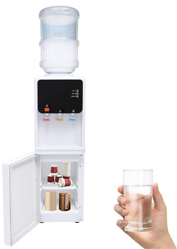 Begoniape Dispensador de agua eléctrico para hogares y oficinas, ≥ 90 ℃, ≤ 15 ℃, dispensador de agua caliente y fría, enfriador de agua de carga superior para cubo de agua de 4,5 – 18,9 l, 220 V, 500
