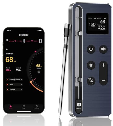 Paneceia Wireless Digital Meat Thermometer Long Range with Thinner Bluetooth Meat Probe for Remote Temperature Monitoring for BBQ, Oven, Grill, Smoker