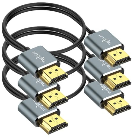 Twozoh Slim 4K HDMI Cable 0.3M 3 Pack, Ultra Thin & Flexible Skinny HDMI to HDMI 2.0 Lead Support 4K/60HZ 18gbps Laptop, Monitor, PS5, PS4, Xbox One, Fire TV