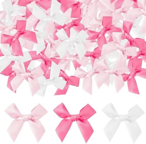 ZYEKIU 90 Stück Satinschleifen, Schleifen Selbstklebend, Kleine Schleifen Niedlich, Mini Schleifen DIY, Taufe Satinschleifen, für Party, Hochzeit, Weihnachten, Babyparty, Geschenkbox (Mehrfarbig)