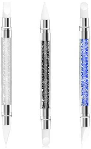 YQQYG 3 Stück Nagel Pinsel Silikon Nagelbürste, Doppel Köpfe Nagelschnitzwerkzeug, Strass Nagelkunst Skulpturenstift, 3D Nagelgel Kunstwerkzeuge zum Formen von Gel, Nagelfolie Zeichnen