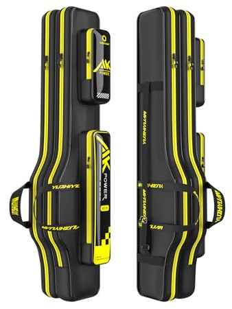 Fishing Rod Case 51in Double-Layer 1680D Heavyweight Oxford Fishing Pole Case & Bag with Wire Frame Support(Not Hardshell)Quick-Access Compartments Anti-Sag Design Fishing Rod Bag Fishing Gift for Men