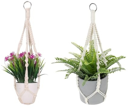 2 Piece Suspensions Pour Plantes Intérieur, Panier Suspendu En Macramé, Intérieur Extérieur Suspensions Pour Plantes, Handmade Weaving, Pour Le Bureau, La Décoration Intérieure Et Le Jardinage