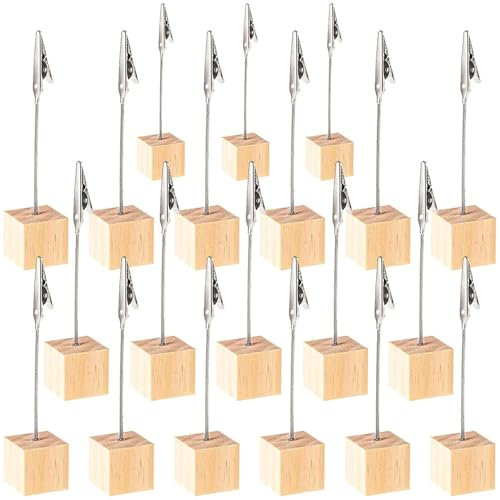 20 Stück Fotohalter Holz mit Klammern, Postkartenhalter Holz Fotoständer Fotohalter mit klammern Memo Clip Halter Ständer Zettelhalter für Hausdekoration, Party, Büro, Hochzeits