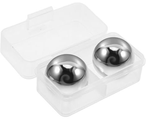 ERINGOGO 2pcs Stainless Steel Metal Ball Ice Cube Whiskey Chilling Stones for Whiskey Accessories Reusable Drinking Gifts for Men