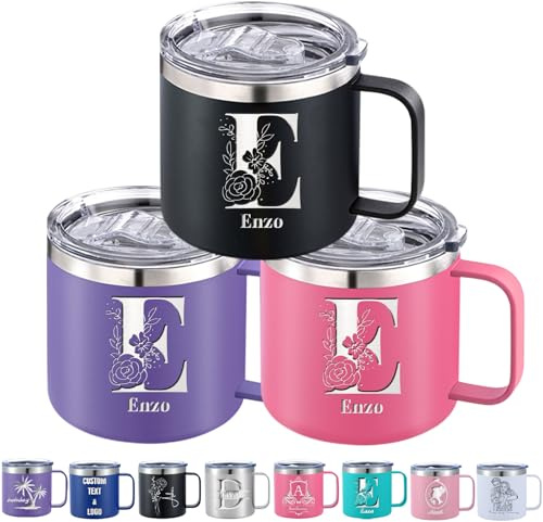 Mug Isotherme Personnalisé 350ml 410ml Tasse à café personnalisable avec Nom Logo Photo Gravé Mug cafe Tasse Thermos Double Couche Acier Inoxydable Cadeaux pour Femmes Hommes