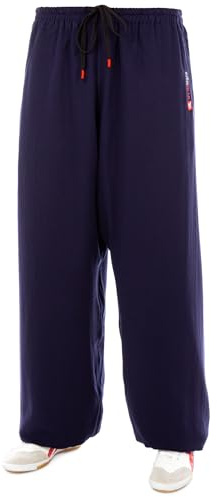 wu designs Coton (léger) | Kung Fu Arts Martiaux Tai Chi Sport | Pantalon de survêtement, bleu nuit, L