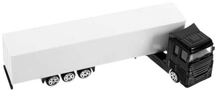 minkissy Alloy Container Truck Model for Boys Miniature Shipping Vehicle Educational Plaything for Realistic Black Inertia Glide Car for Sandbox and Dollhouse Scene Decoration