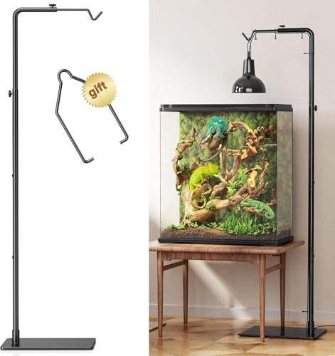 Josmimic Support réglable pour lampe chauffante pour reptiles (53–157 cm) – métallique avec socle lourd pour tortues, serpents et lézards –pour lampe chauffante d'aquarium et de terrarium
