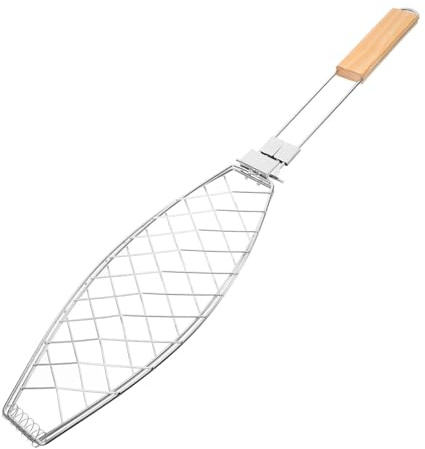 IWOWHERO Panier Grillades Barbecue en Acier Inoxydable pour Barbecue Extérieur Panier Gril pour Poisson avec Poignée Anti-brûlure Camping et Pique-
