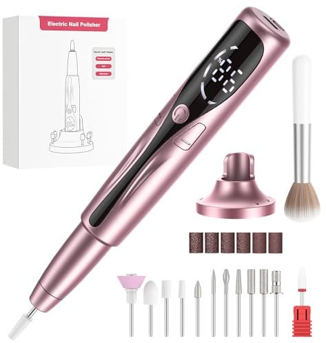 PKBD Elektrische Nagelfeile mit Ladestation,12 in 1 Maniküre und Pedikürese | Kabellos Nagelfräser Set 20.000 U/min, Nagelfräser Für Gelnägel & Acrylnägel, Nagelformen, Entfernen der Hornität