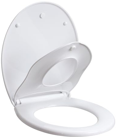 Fanmitrk WC Sitz mit Kindersitz, Toilettendeckel mit Absenkautomatik, Oval Toilettensitz mit Quick Release, Einfach installierbarer & reinigbarer Klodeckel