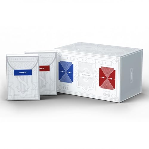 SLOWPLAY 100% Plastik-Spielkarten Gen 2, 10 Decks (Rot/Blau) | Casino-Qualität; strukturierte matte Rückseite; glattes Handling; 100% PVC; wasserfest & waschbar; Jumbo Index & Pokergröße