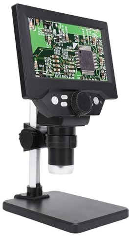 Fabater Microscopio Electrónico Digital con Pantalla de 5,5 Pulgadas, Microscopio Digital con Aumento de Vídeo 1000X 1080P, Luces LED Ajustables para Ventana