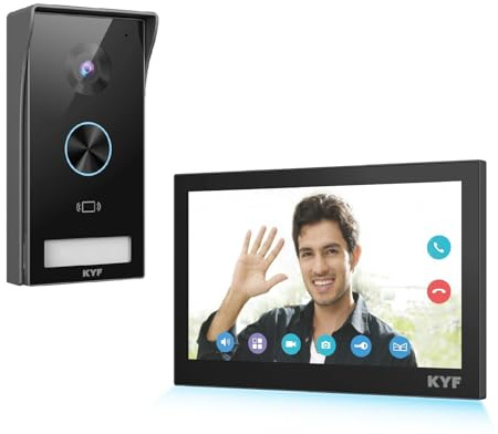 KYF Portier Vidéo HD 2MP Filaire connecté WiFi avec Ecran Tactile 7 » – 2 Fils – Badge RFID
