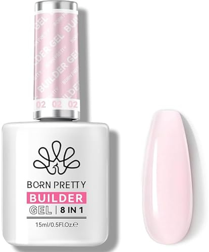 Born Pretty Builder Nail Gel 8 in 1 Milky Jelly Rose | Quick Aufbaugel für Gelnägel in a Bottle Base Top Coat Nagelverlängerung Verlängerungsgel Verstärkungsgel Nagelkleber