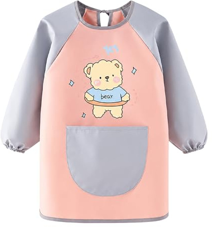 FYting Babi Escolar Infantil,Babis Escolares,Mandilon Escolar Niño,Antiincrustante Impermeable, Ropa Artesanal para Escuelas de Pintura ArtíStica, Cocina, Actividades de Laboratorio(Oso Blanco XXL)