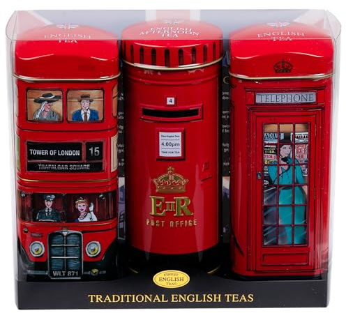 New English Teas English Icon Tea Tins Gift Set with 42 English Breakfast teabags