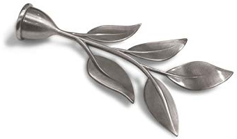 Gardinia Endstücke für Gardinenstangen und Vorhangstangen mit Ø 20 mm, 2 Stück, Blatt-Design, Metall, Silber-Satin