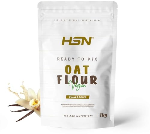Farine d’Avoine de HSN - Sans soja, Végétalienne - Instantanée Idéal pour des Laits Frappés, Crêpes d’Avoine et Blancs d’Œuf - En Poudre – Arôme Vanille, 1000 gr