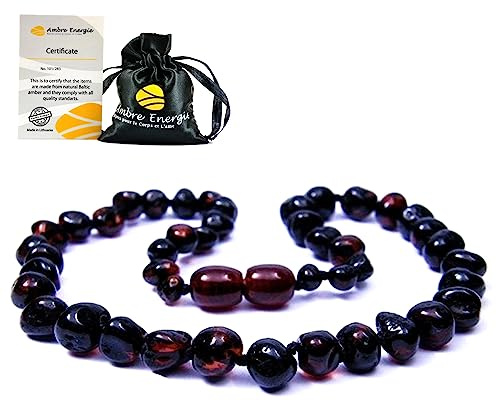 Collier Ambre 33cm. - 100% Plus Haute Qualité Certifié l'Ambre la Baltique Authentique Collier Perles de plus gros!! / Garantie de Remboursement!