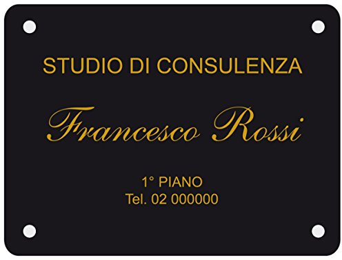 Targa Plexiglass Personalizzata Crea Online il tuo testo Misura 30x40 cm Studio medico professionale ufficio distanziali inclusi (nero)
