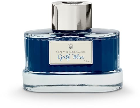 Graf von Faber-Castell 141018 - Encrier Gulf Blue, 75 ml, encre indélébile dans un encrier élégant