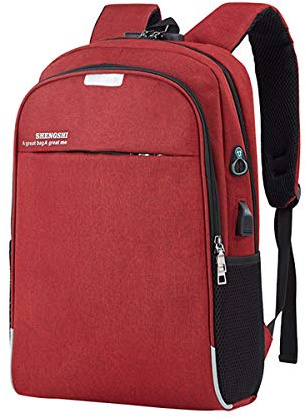 ASEOK Mochila Inteligente Negocio Antirrobo, Mochila con Puerto USB Cargador, reflexivo antirrobo Resistente al Agua College School, se Ajusta a Hombres/Mujeres portátil de 15,6 Pulgadas (Rojo)