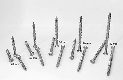 5 x 70 mm Edelstahl A2 Torx TX 25 Terrassenschrauben rostfrei V2A von 100-1000 Stück wählbar (1000)
