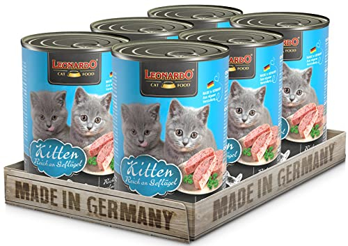 LEONARDO Kitten Katzenfutter Kitten, 6X 400 g getreidefreies Nassfutter für Kätzchen bis 1 Jahr, Alleinfuttermittel mit frischem Geflügel