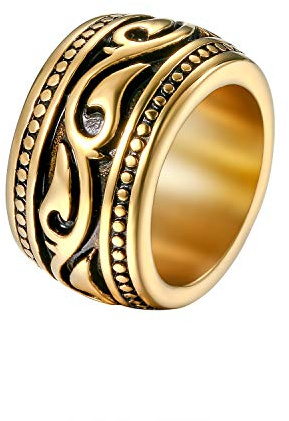 Flongo Herrring män ringar sigillring bandring rostfritt stål biker sigill ring keltisk band silver guld förlovningsring bröllop smycke herrtillbehör,