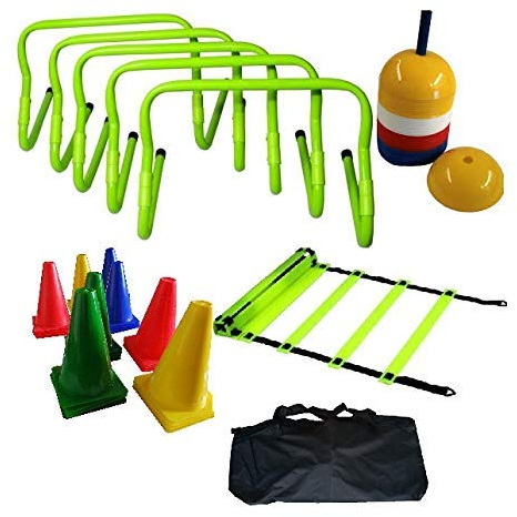 CW Leader Agility Training Set Speed Hürdle Ladder Bodenmarkierungskegel mit Tragetasche