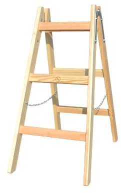 Escalera de madera, 2 x 3 peldaños, plegable