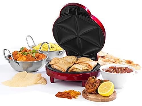 Giles & Posner EK3812G Samosa Maker - Party Snack Food, Non-Stick Bite Sized Multi Cooker, 6 Mould Triangle Press, Savoury & Sweet Pastry Parcel,1000W, Delicious Samosas, Empanadas & Fruit Turnovers