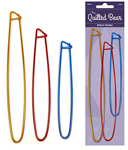 The Quilted Bear Knitting Stitch Holders - Premium Aluminium Stitch Holders for Knitting Set with Two Different Knitting Stitch Holder Set (Large Set)